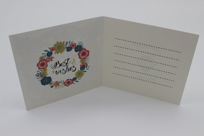 Stunning Multi Colored Owl Blue and Pink Best Wishes Greeting Card