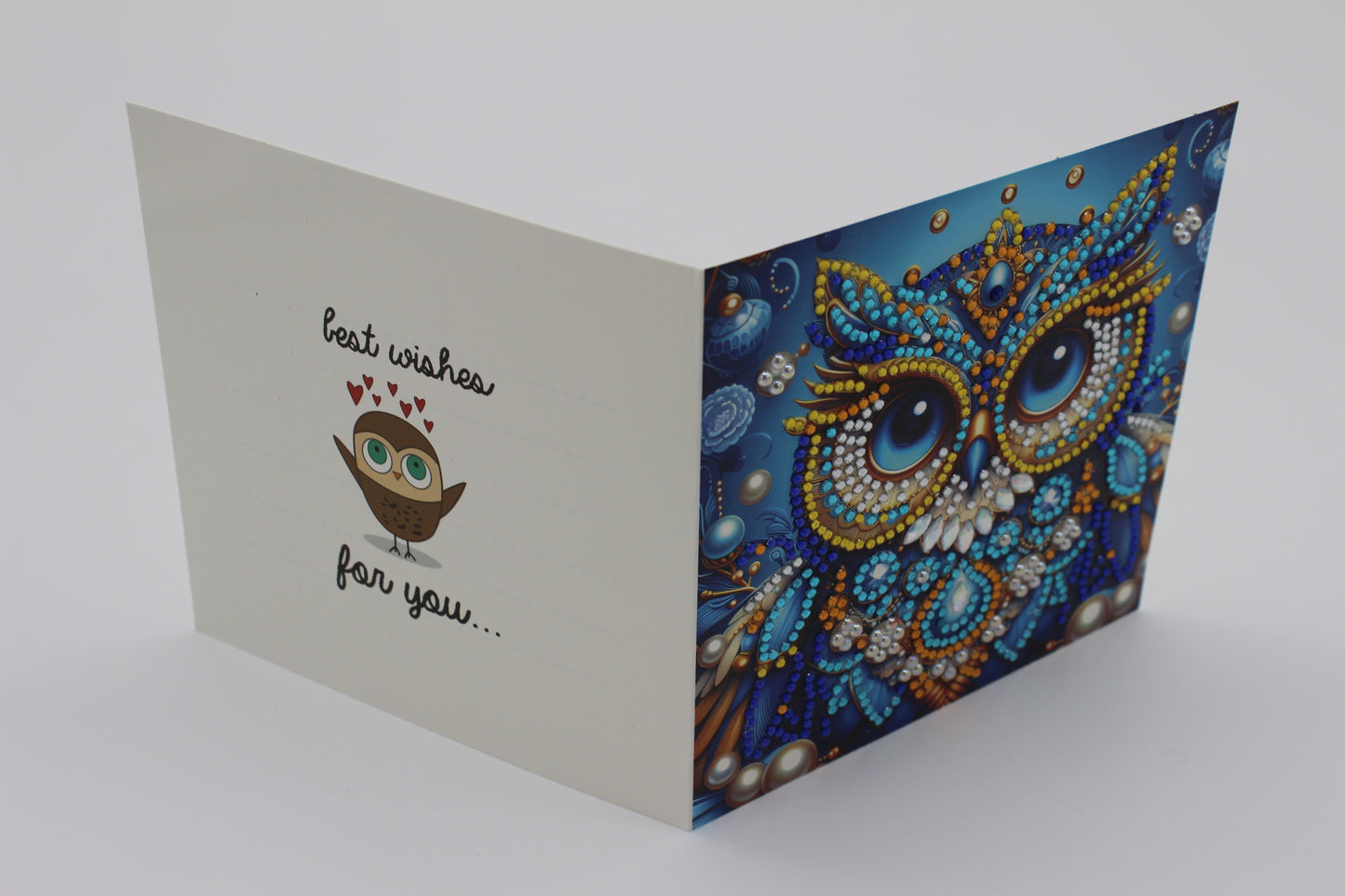 Stunning Multi Colored Blue Owl Wishes Greeting Card
