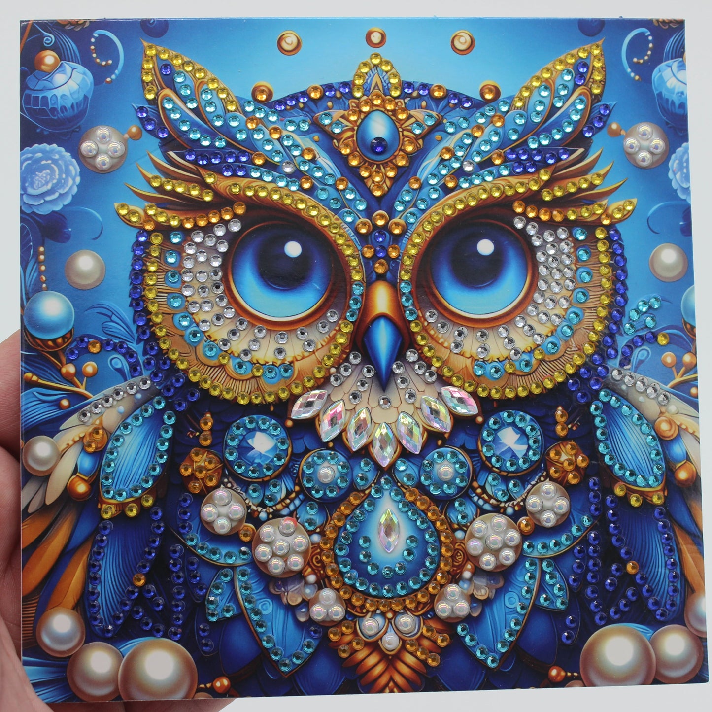 Stunning Multi Colored Blue Owl Wishes Greeting Card