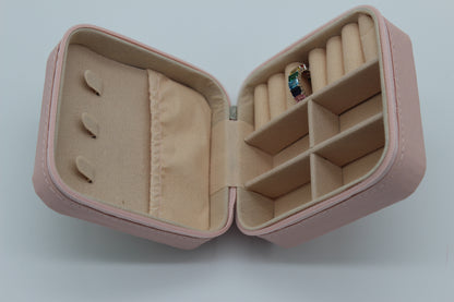 Portable Rhinestone Diamond Art Jewelry Storage Box with a Gorgeous Pink Flower Spray