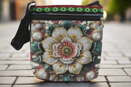 Colorful Diamond Art Shoulder Bag with Gorgeous Eye Catching Stones