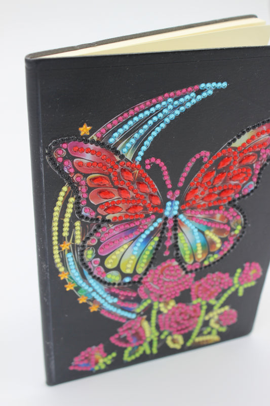 Diamond Art Journal with Multi Colored Butterfly and Red Roses