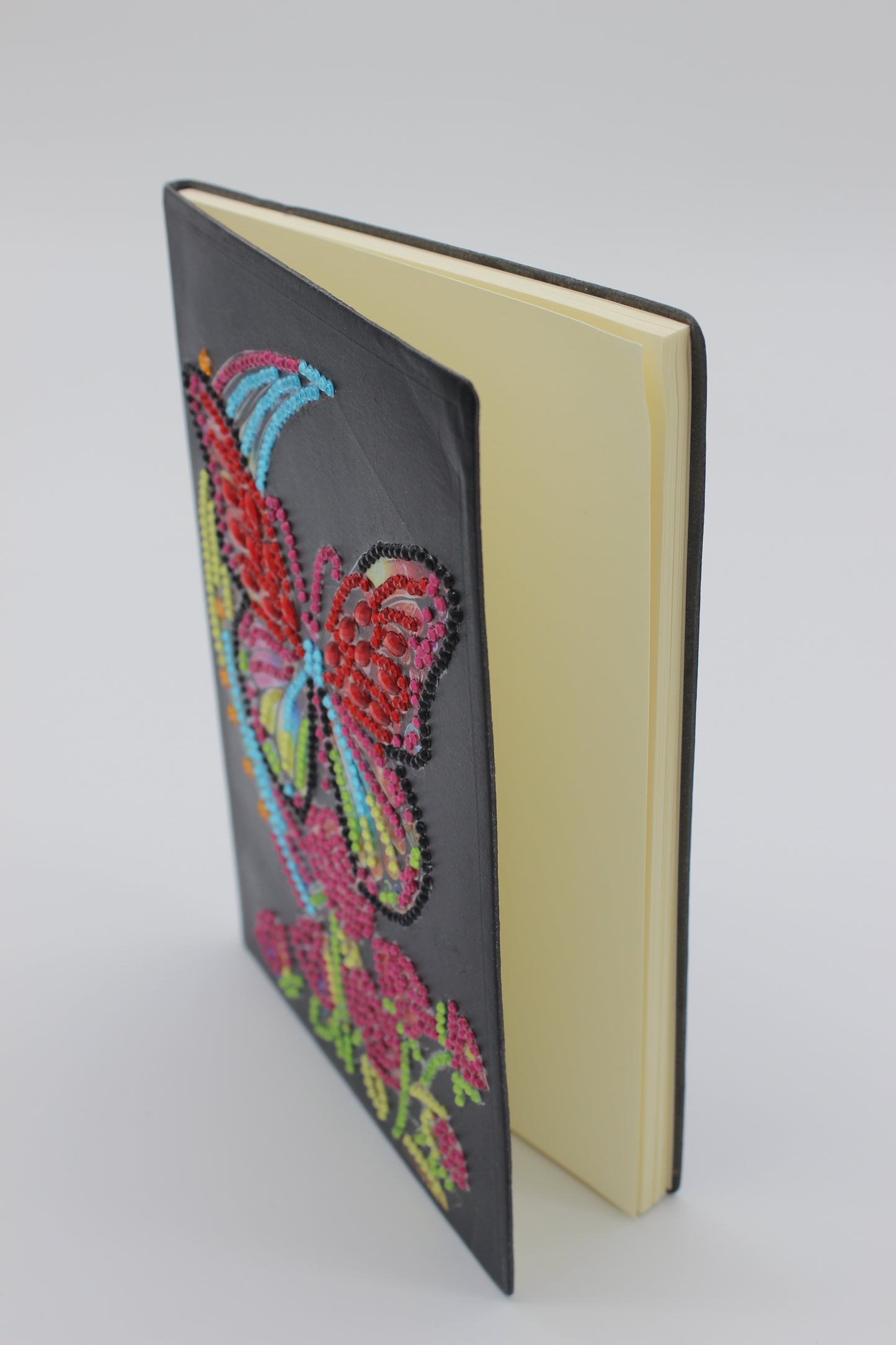 Diamond Art Journal with Multi Colored Butterfly and Red Roses