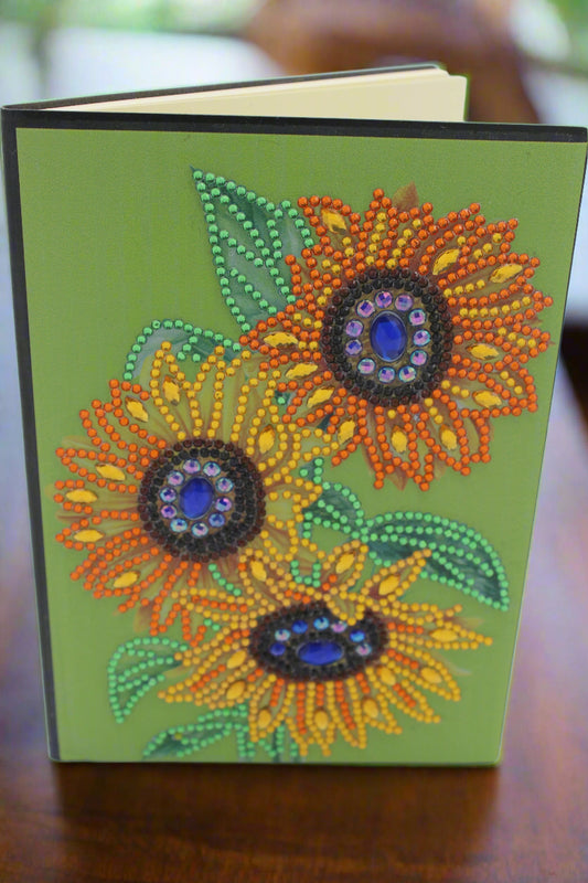 Diamond Art Journal with Yellow Orange and Blue Flowers