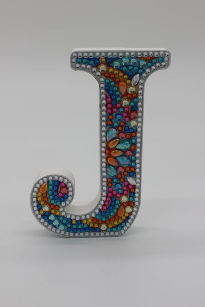 Wooden Craft Gem Diamond Art Letter J