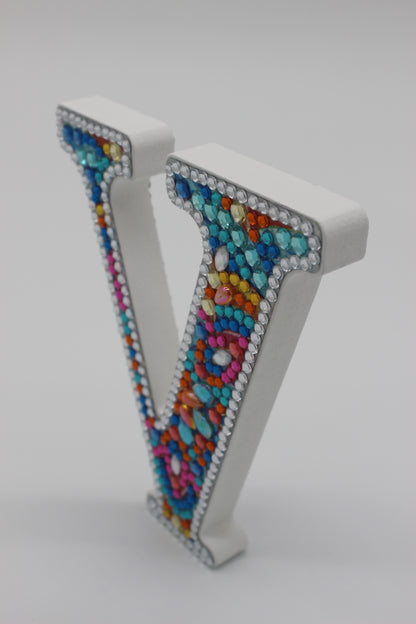 Wooden Craft Gem Diamond Art Letter V