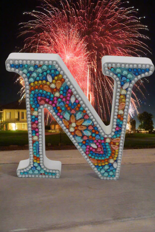Wooden Craft Gem Diamond Art Letter N