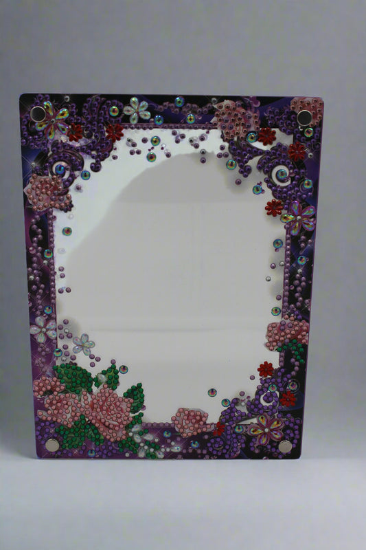 Diamond Art Clear Frame With Pink and Purple Flowers