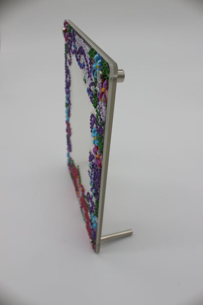 Diamond Art Clear Frame With Pink and Green Flowers