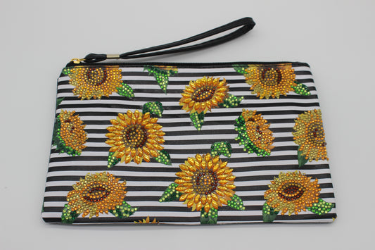 Clutch Diamond Art Purse With Yellow Sun Flowers