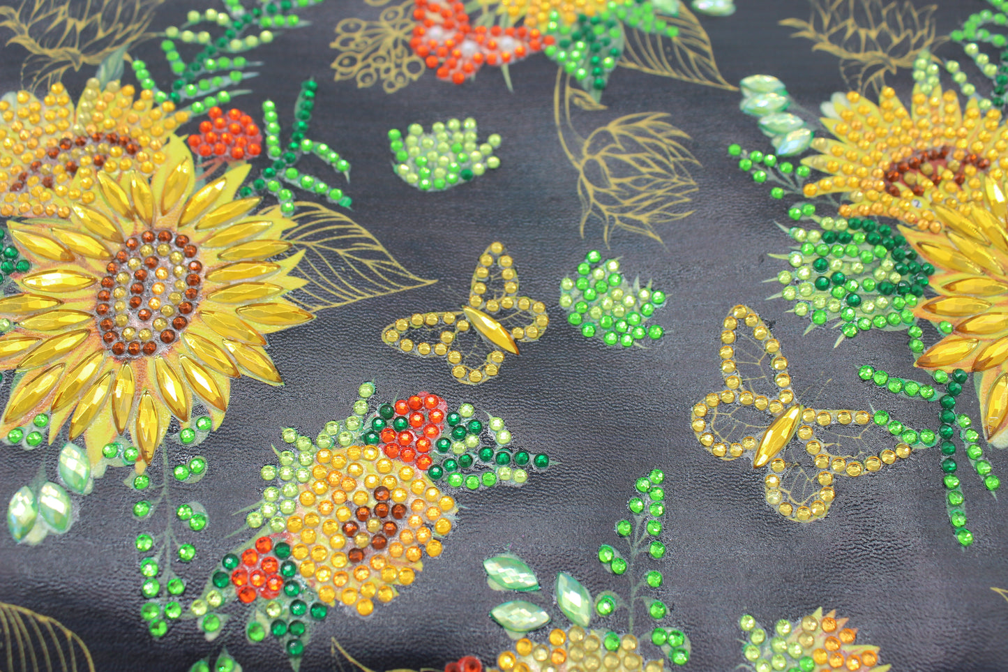 Clutch Diamond Art Black Purse with Yellow Flowers and Butterflies