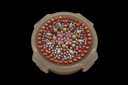 Diamond Art Custom Design Multi Purpose Divided Container Rose Pink and Clear Stones