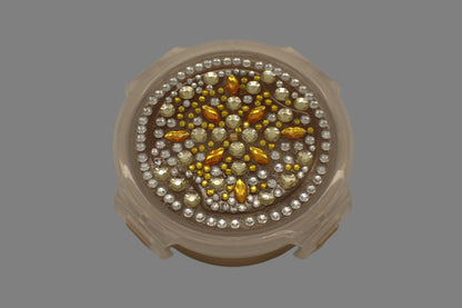 Diamond Art Custom Design Multi Purpose Divided Container Gold Yellow and Clear Stones