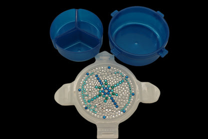 Diamond Art Custom Design Multi Purpose Divided Container Blue Green and Silver Stones