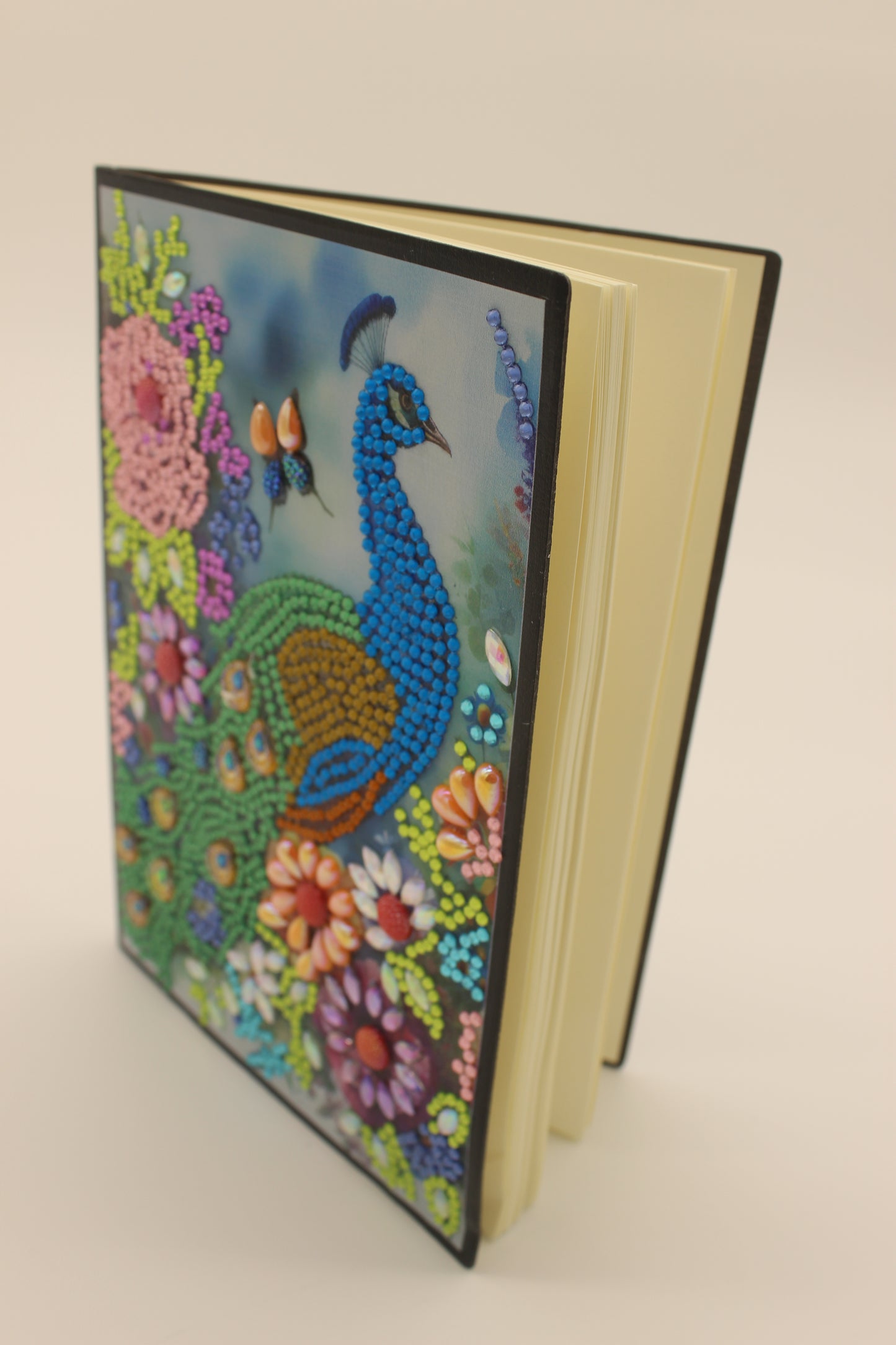 Diamond Art Journal With a Gorgeous Peacock and Multi Colored Flowers