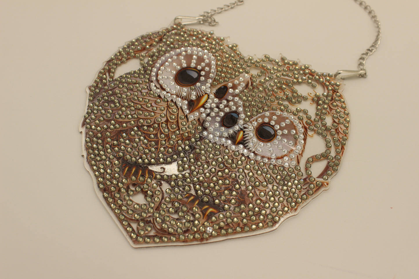 Multi Colored Hanging Diamond Art Silver OWL Pendant