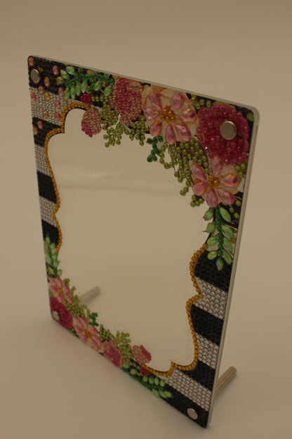 Diamond Art Clear Frame With Beautiful Multi Colored Flowers