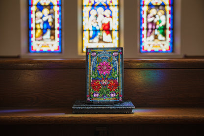 Diamond Art Journal With Multi Colored Stain Glass Window Front Cover