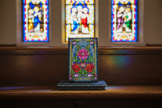 Diamond Art Journal With Multi Colored Stain Glass Window Front Cover