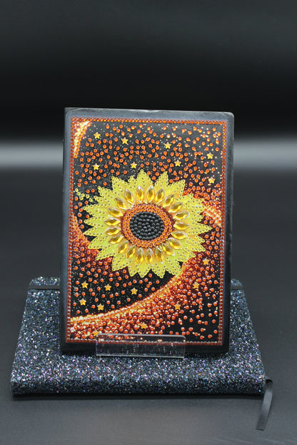 Diamond Art Journal With Gorgeous Sunflower on a Starry Night