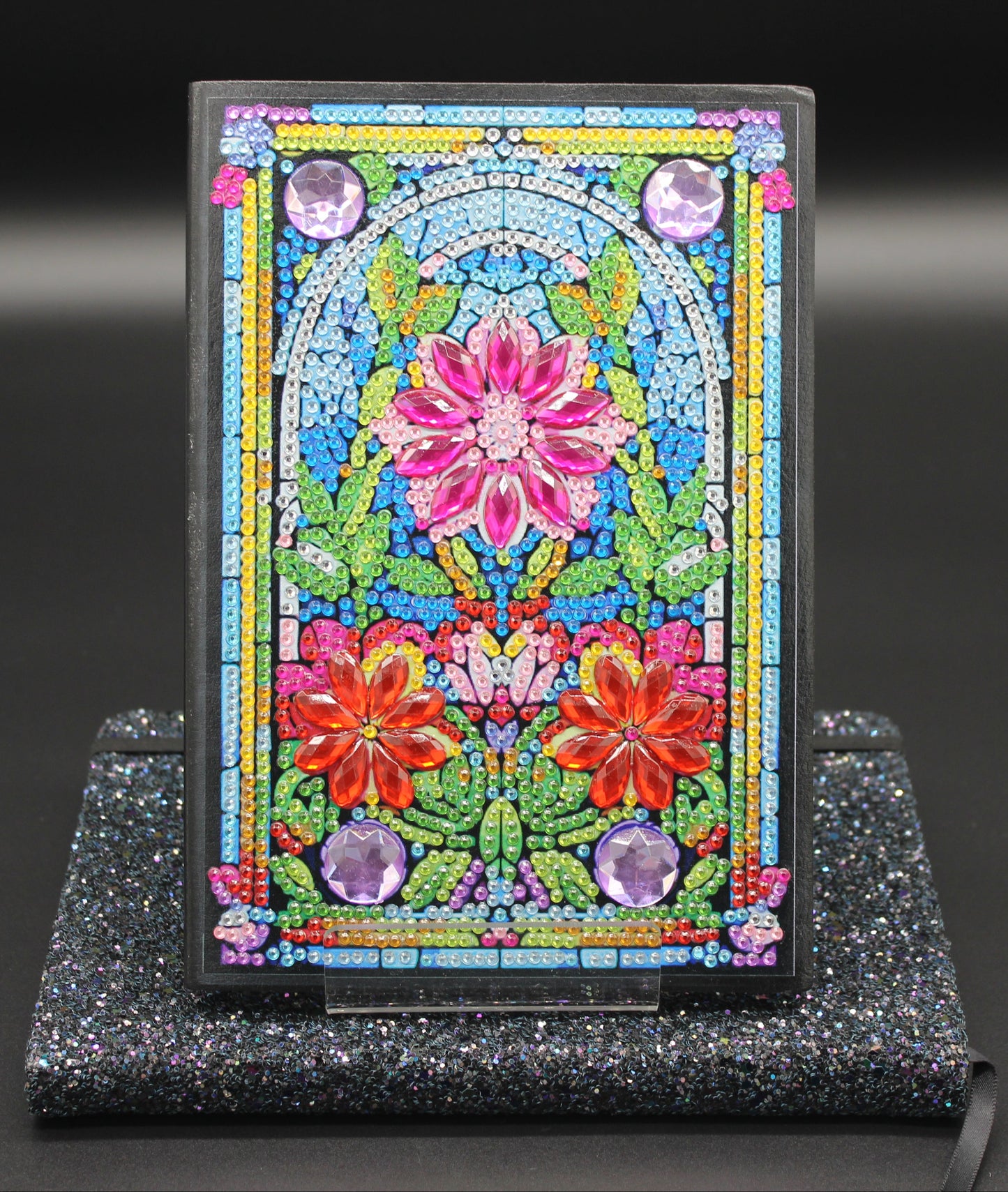 Diamond Art Journal With Multi Colored Stain Glass Window Front Cover
