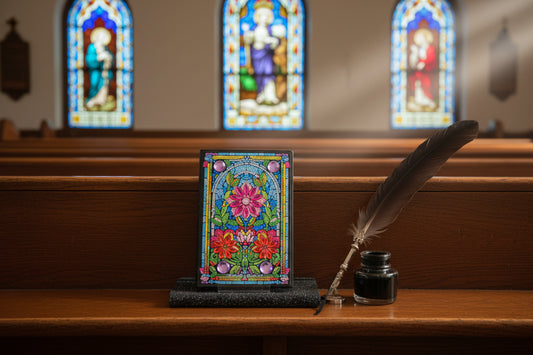 Diamond Art Journal With Multi Colored Stain Glass Window Front Cover