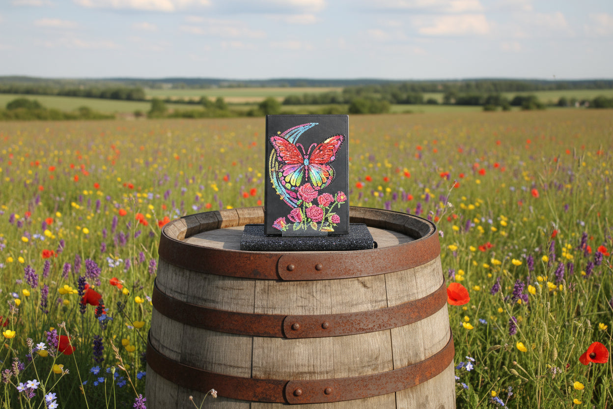 Diamond Art Journal Colored Butterfly with Red Roses