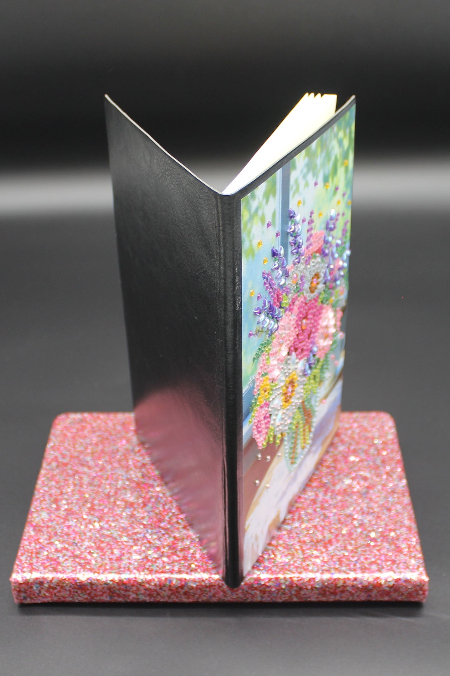 Diamond Art Journal with a Vase and Multiple Colorful Flowers