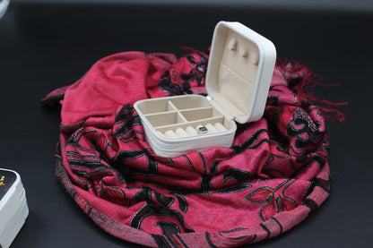 Portable Square Diamond Art Jewelry Storage Box with a Ballerina Surrounded by Silver Gold and Clear Crystals