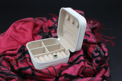 Portable Square Diamond Art Jewelry Storage Box with a Ballerina Surrounded by Silver Gold and Clear Crystals