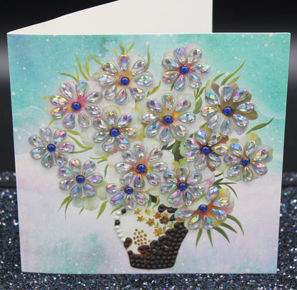 Diamond Art Card with a Lovely Vase of Flowers