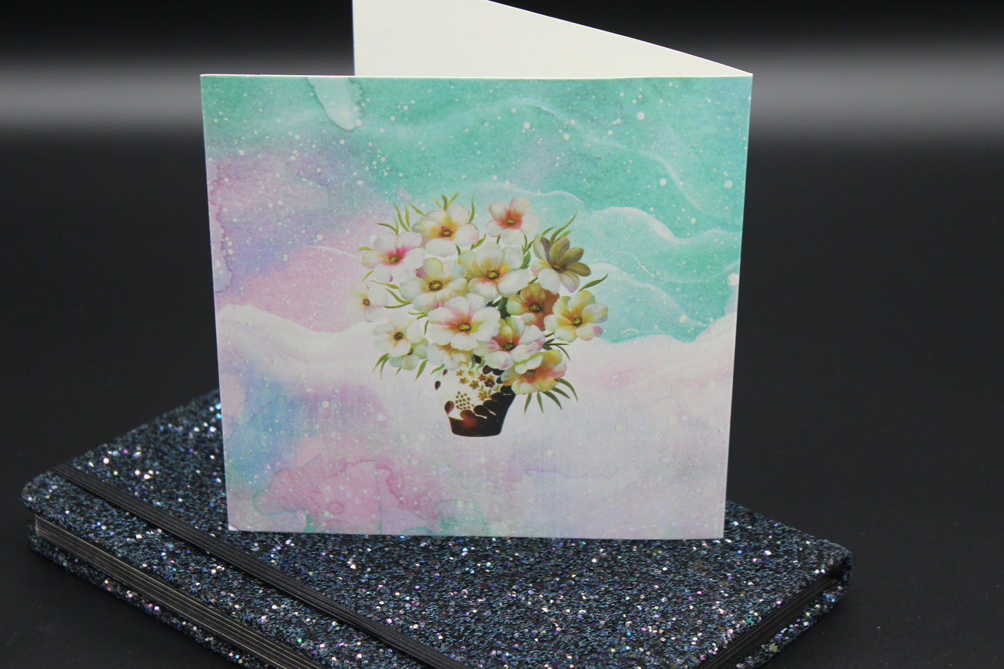 Diamond Art Card with a Lovely Vase of Flowers