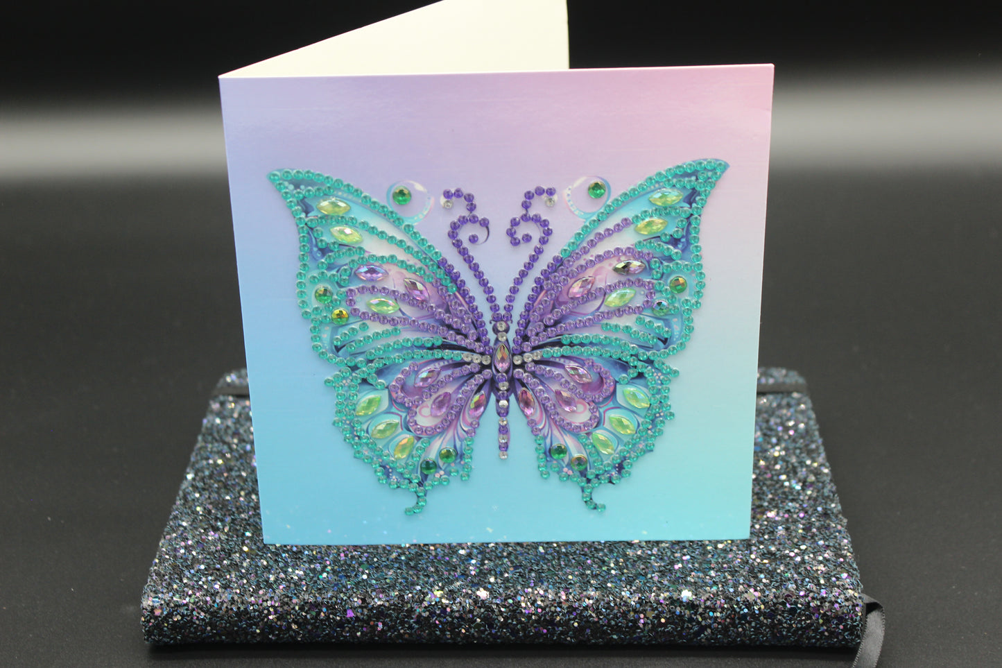Diamond Art Card with Multi Colored Butterfly
