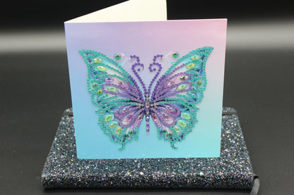 Diamond Art Card with Multi Colored Butterfly