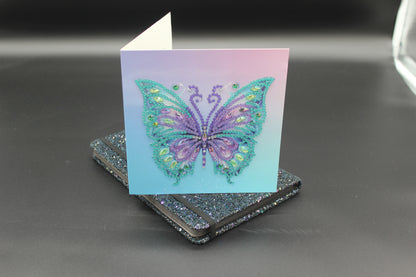 Diamond Art Card with Multi Colored Butterfly