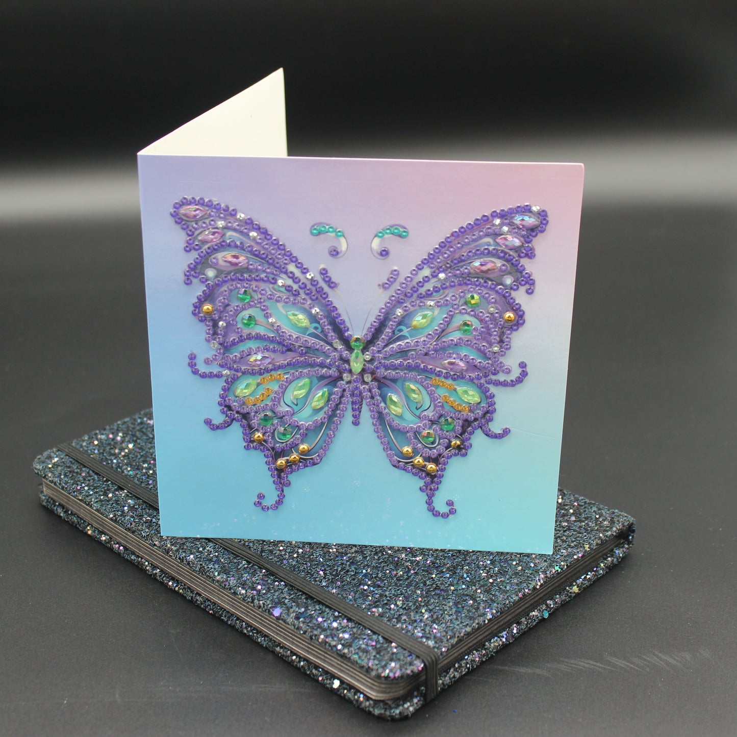 Diamond Art Card with Majestic Purple Butterfly