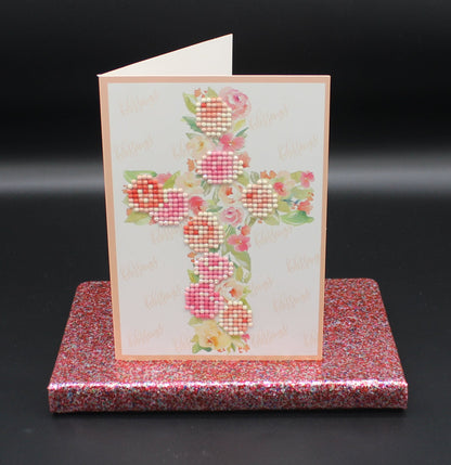 Diamond Art Card with Majestic Colorful Cross