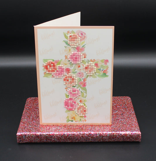 Diamond Art Card with Majestic Colorful Cross