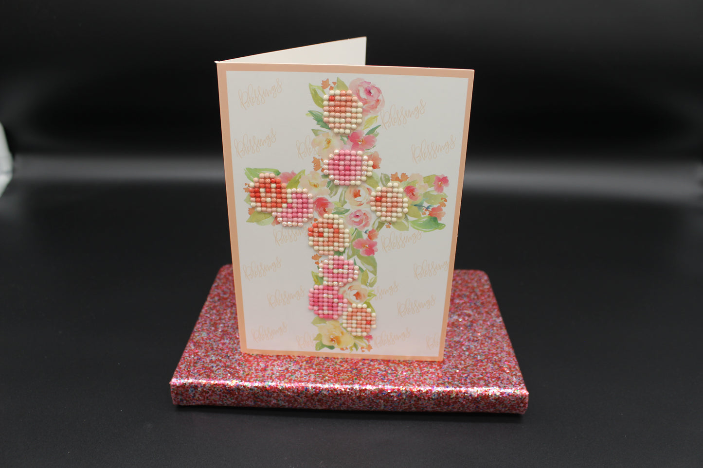 Diamond Art Card with Majestic Colorful Cross
