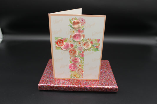 Diamond Art Card with Majestic Colorful Cross