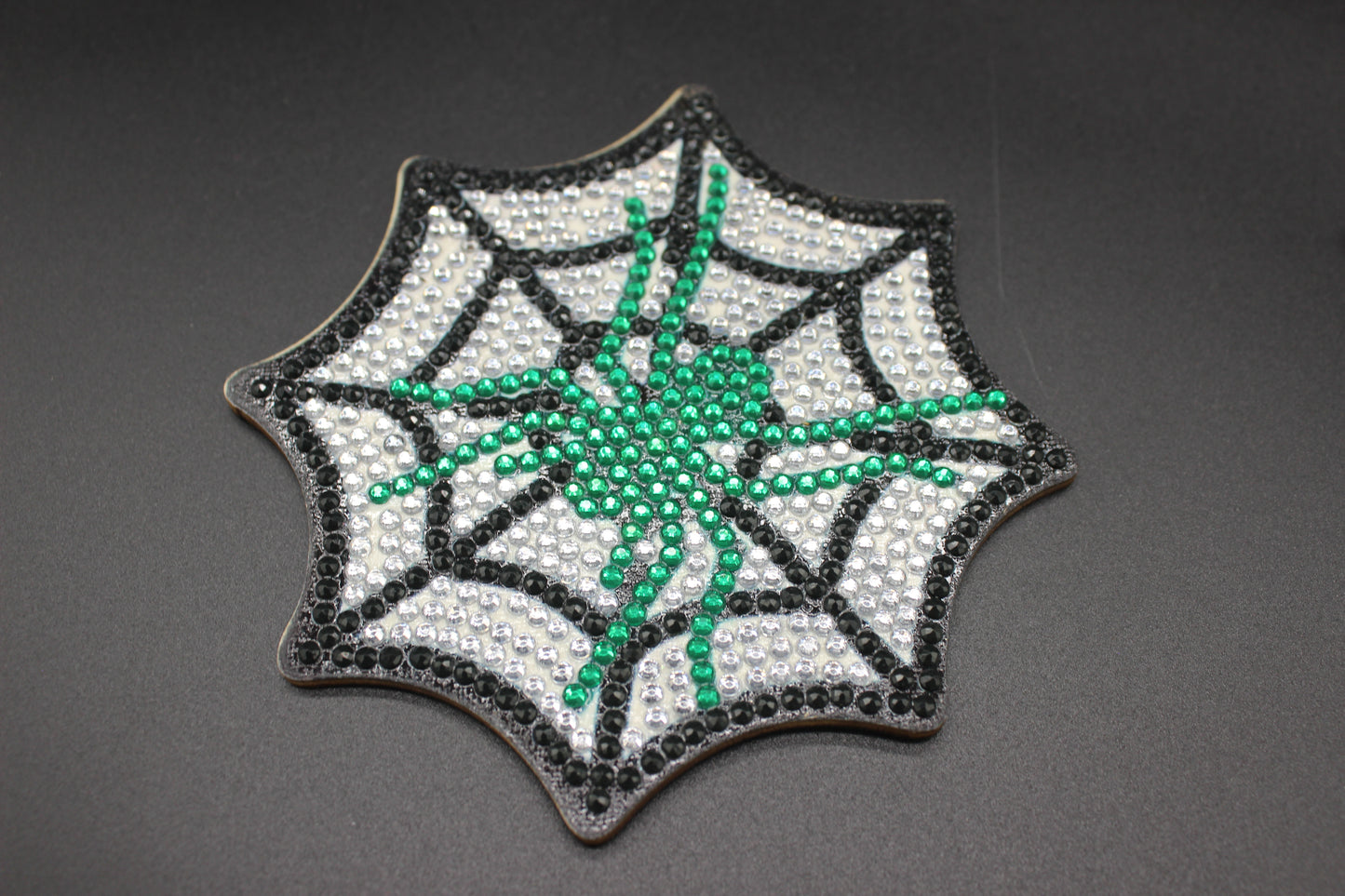 Diamond Art Coaster Set of Halloween Spider WEB Coasters (8) Pieces and Wire Stand