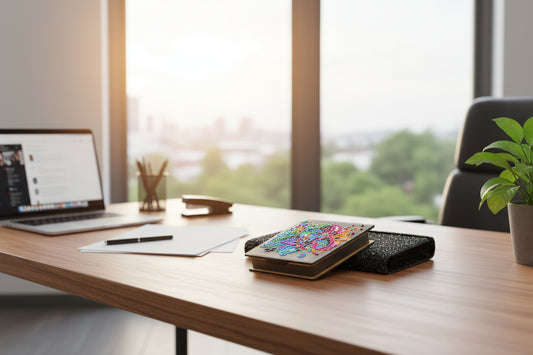 Diamond Art Paper Notepad Holder with Colorful Flowers