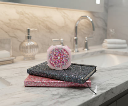 Diamond Art Custom Design Multi Purpose Divided Container Pink and Silver Stones