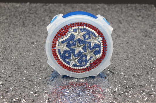 Diamond Art Custom Design Multi Purpose Divided Container Red White and Blue with Silver Stars