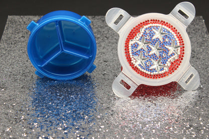 Diamond Art Custom Design Multi Purpose Divided Container Red White and Blue with Silver Stars