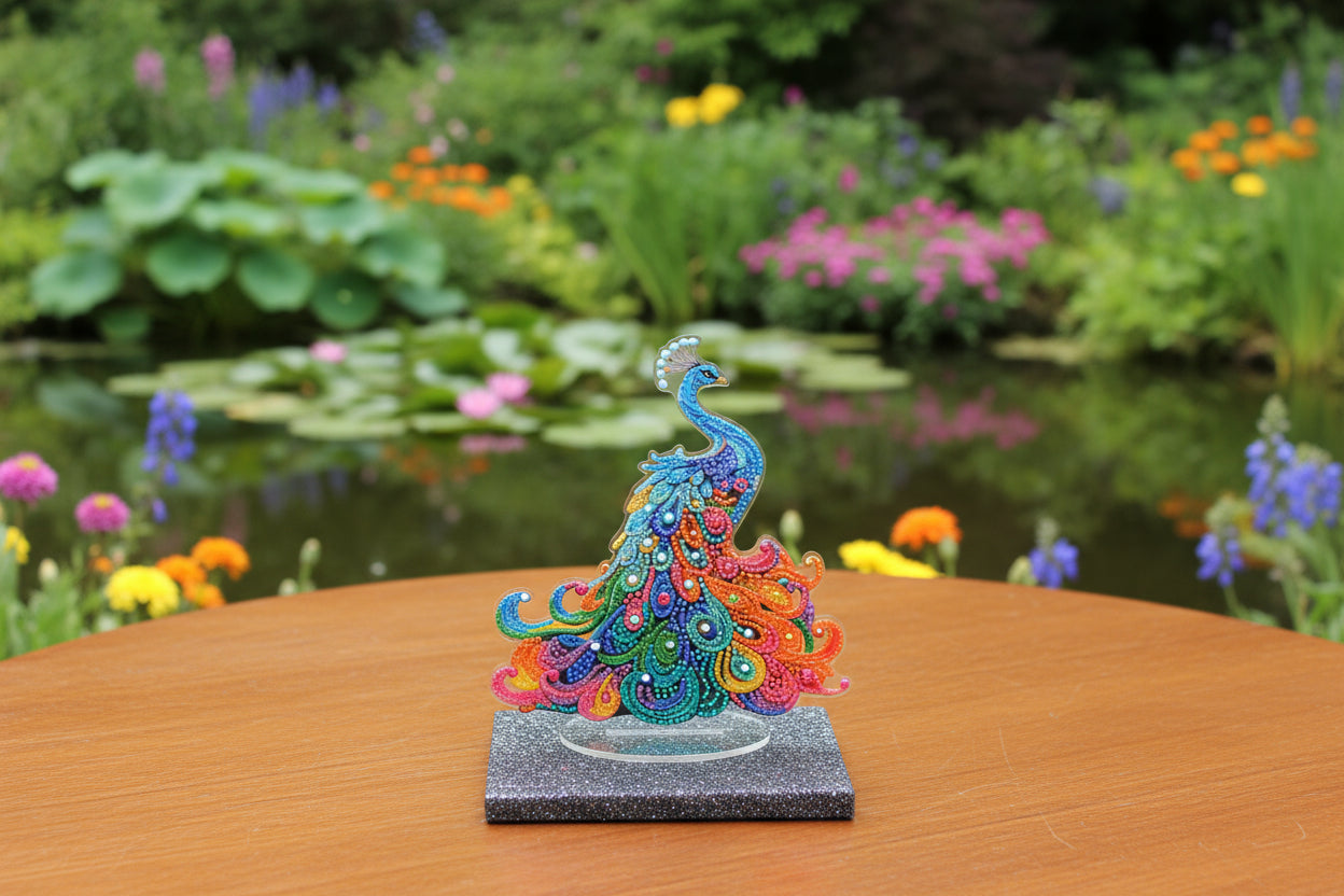 Beautiful Multicolor Peacock TableTop Diamond Art