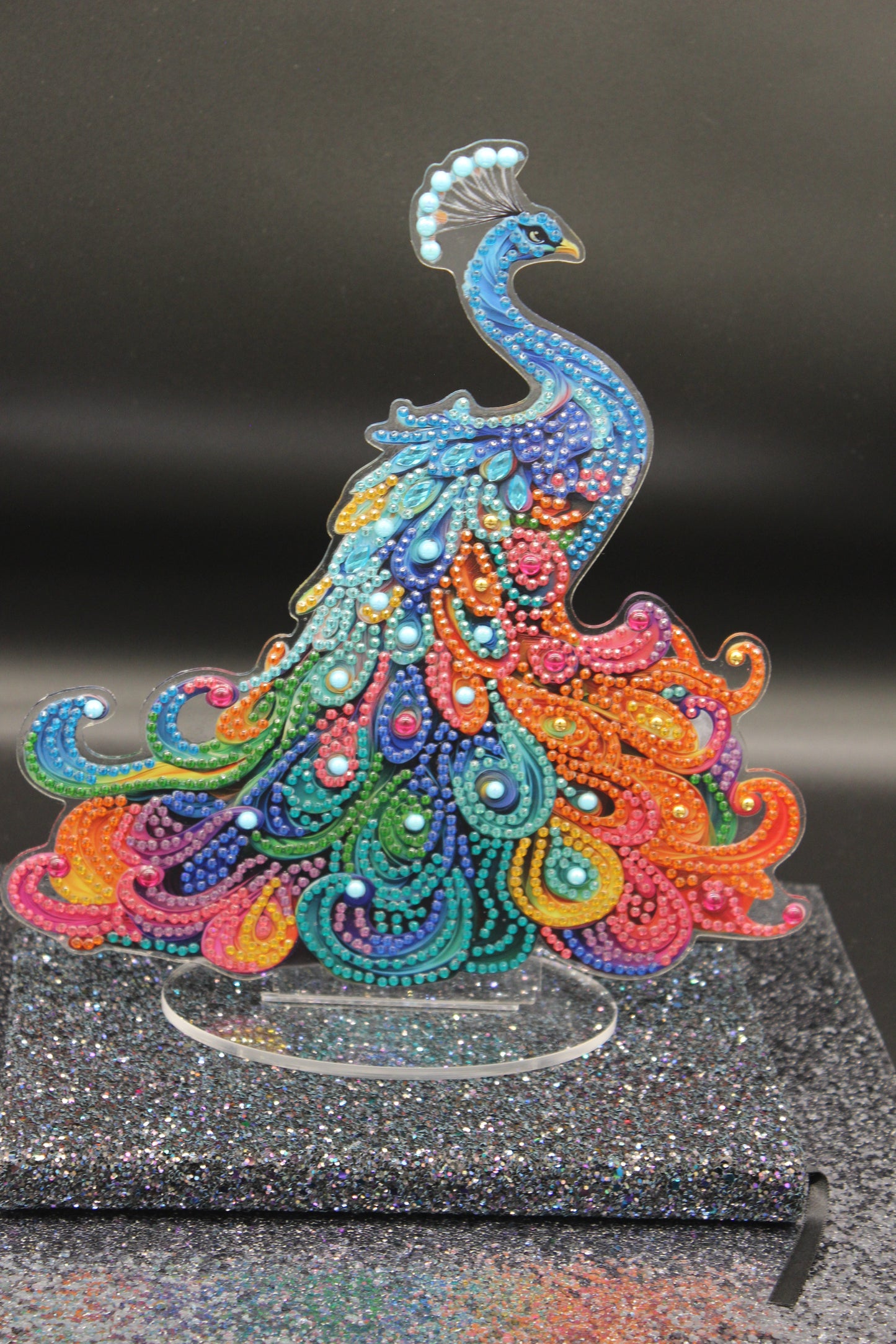 Beautiful Multicolor Peacock TableTop Diamond Art