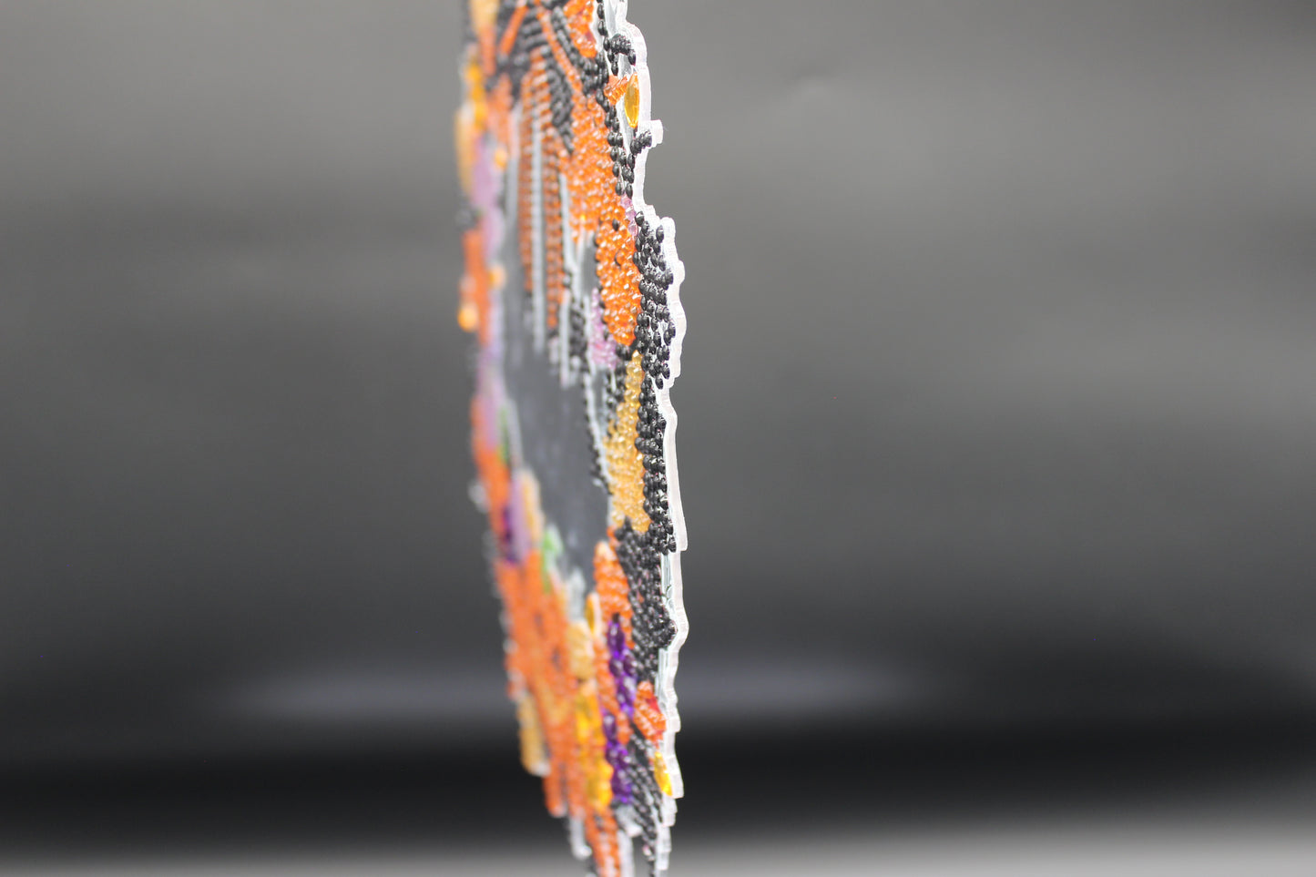 Multi Colored Diamond Art Halloween Pendant Style Wreath with Pumpkins and Bats