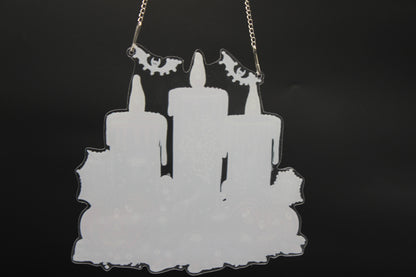 Multi Colored Diamond Art Halloween Pendant With Candles Pumpkins and Skulls