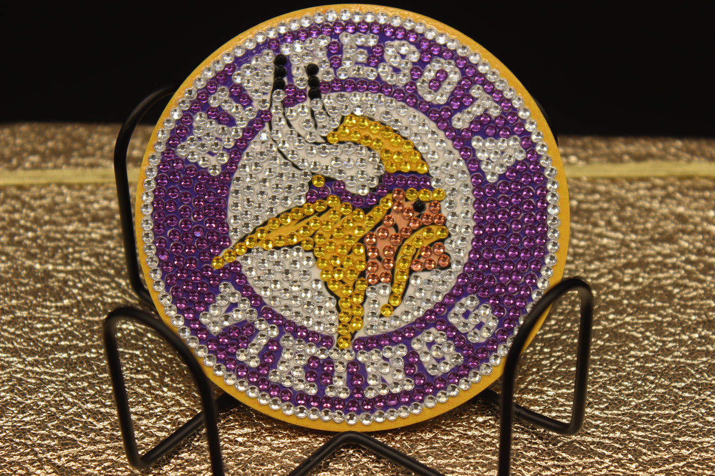 NFL NFC Minnesota Vikings Diamond Art Coaster Set (6) Pieces and Wire Stand